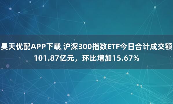 昊天优配APP下载 沪深300指数ETF今日合计成交额101.87亿元，环比增加15.67%